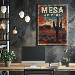Mesa Desert Adventure Art Deco Explorer Poster