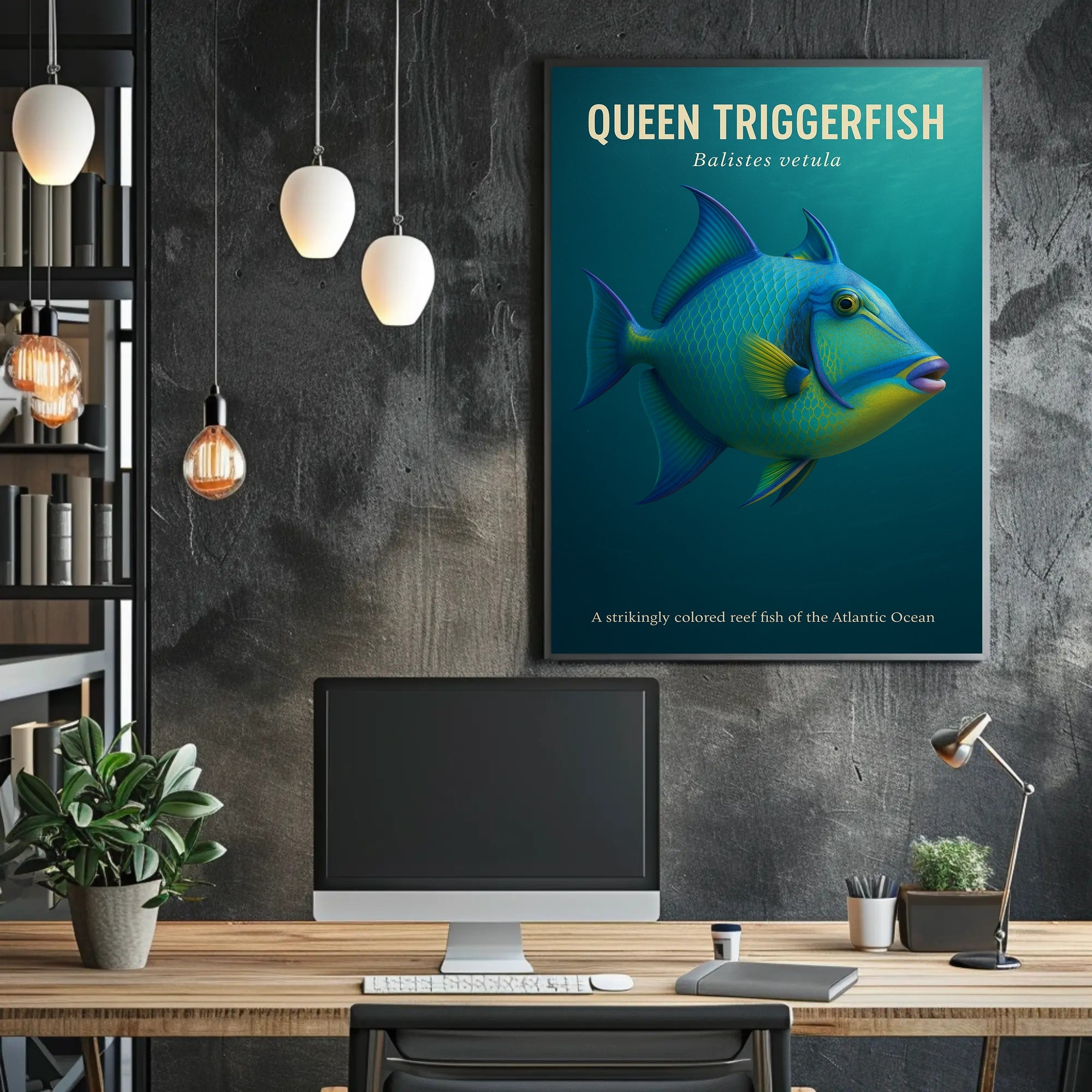 Queen Triggerfish Marine Life Educational Poster PosterGoat