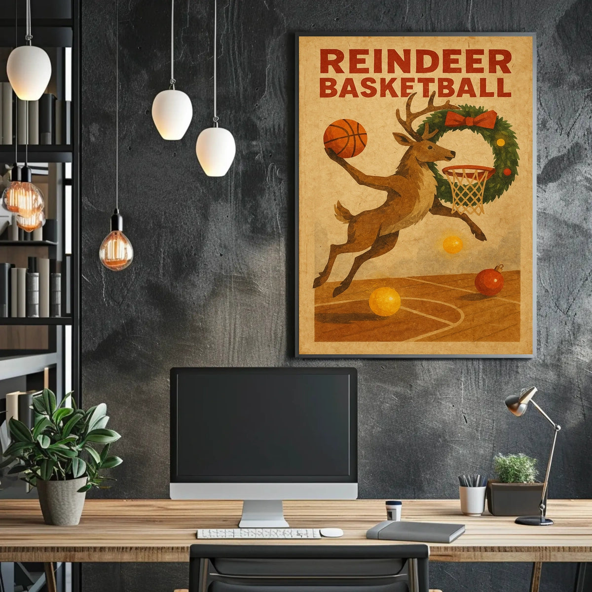Reindeer Basketball Poster