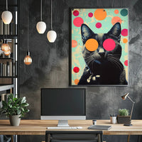 Psychedelic Cat Poster Abstract Wall Art Print
