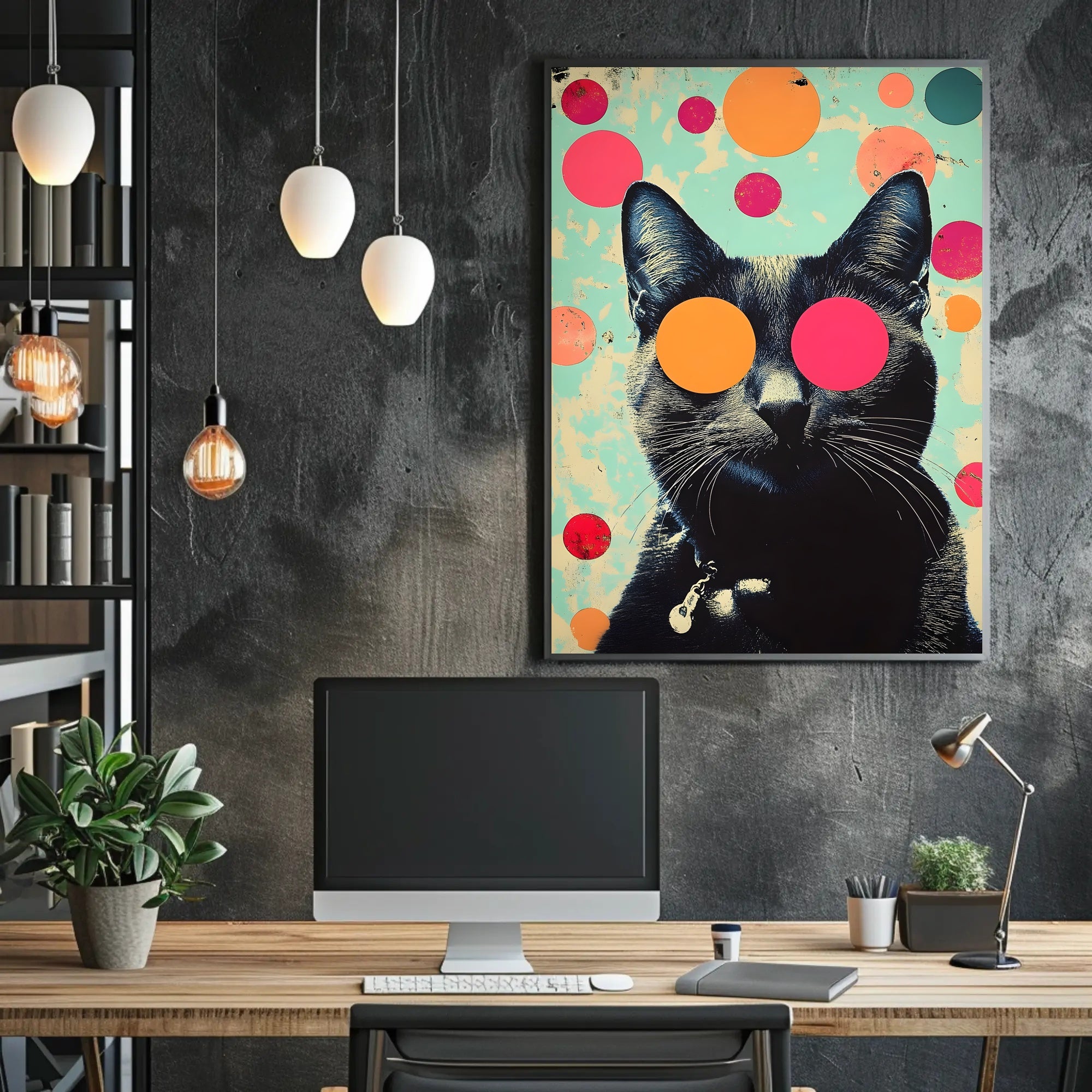 Psychedelic Cat Poster Abstract Wall Art Print