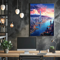 Cityscape At Sunset Poster