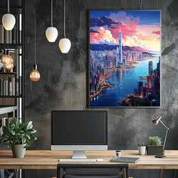 Cityscape At Sunset Poster