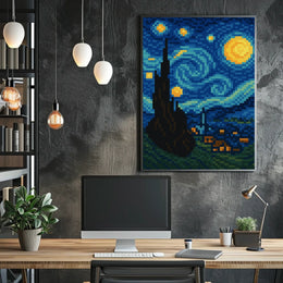 Pixelated Starry Night Poster