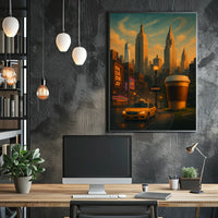 New York City Poster Modern Urban Nightlife Wall Art