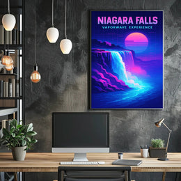 Niagara Falls Vaporwave Experience Poster PosterGoat