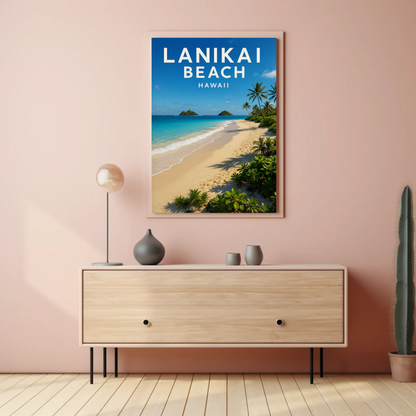 Lanikai Beach Hawaii Turquoise Waters Scenic Poster