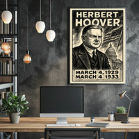 Herbert Hoover 31st President of the United States B & W Comic Sketch Poster