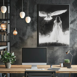 Misty Field Encounter Mysterious Surreal Ethereal Poster