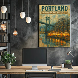 Portland Winter In The Rose City Poster