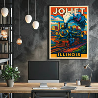 Joliet, Illinois Vintage Train Poster