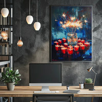 Glowing Sparkler Bouquet In Mason Jar Centerpiece Poster