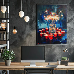 Glowing Sparkler Bouquet In Mason Jar Centerpiece Poster