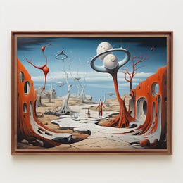 Surreal Alien Landscape with Humanoid Sci-Fi Poster