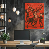 Festive Reindeer And Elves Poster