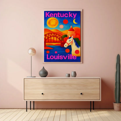 Kansas City Missouri Riverfront Sunset Cityscape Travel Poster