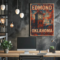 Edmond Oklahoma Cityscape Vintage Travel Souvenir Poster