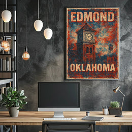 Edmond Oklahoma Cityscape Vintage Travel Souvenir Poster