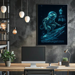 Cosmic Panther Surfer Poster Futuristic Neon Wall Art