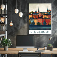 Stockholm Cityscape with Classic European Architecture Travel Poster