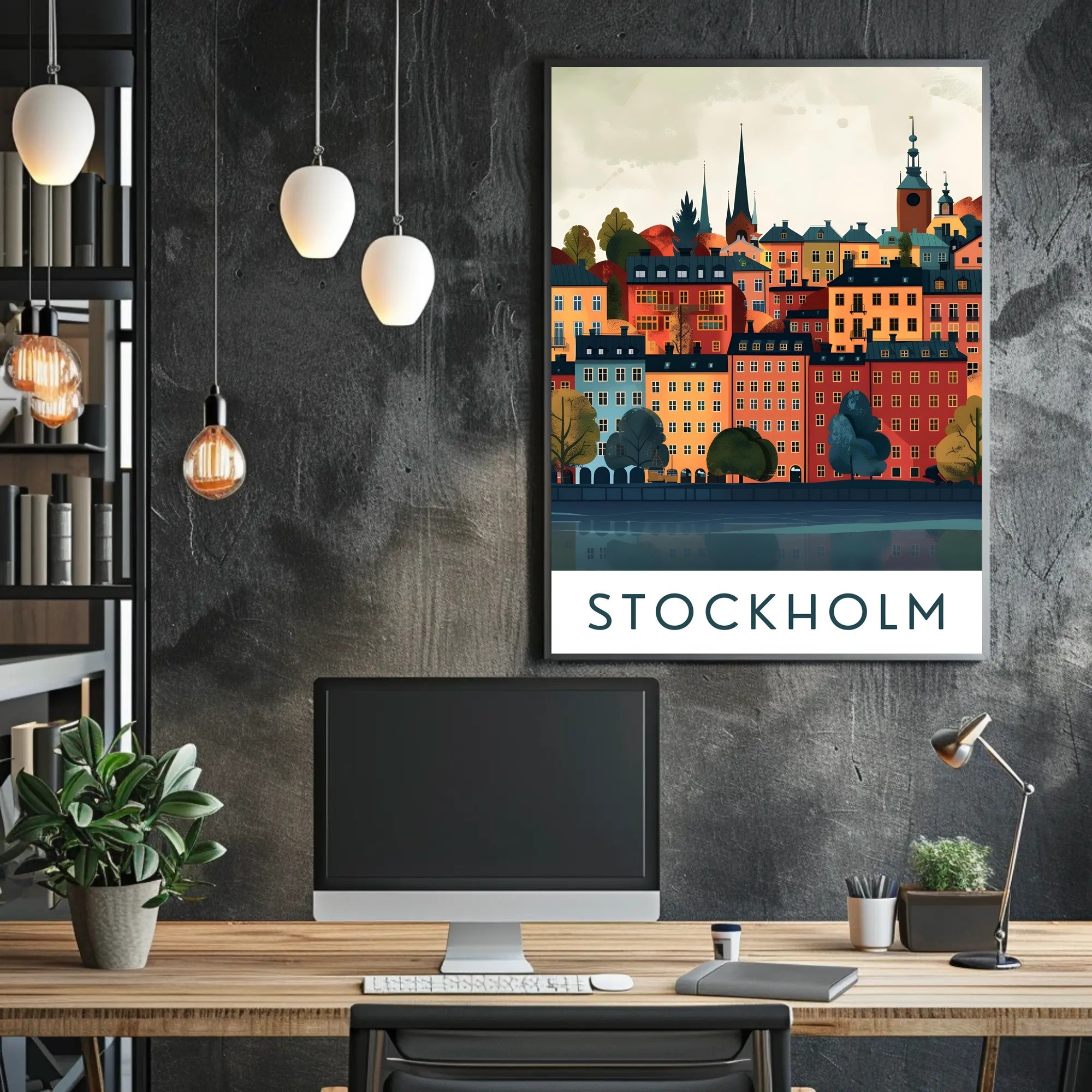 Stockholm Cityscape with Classic European Architecture Travel Poster