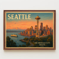 Seattle Travel Poster Art Print for Home Decor