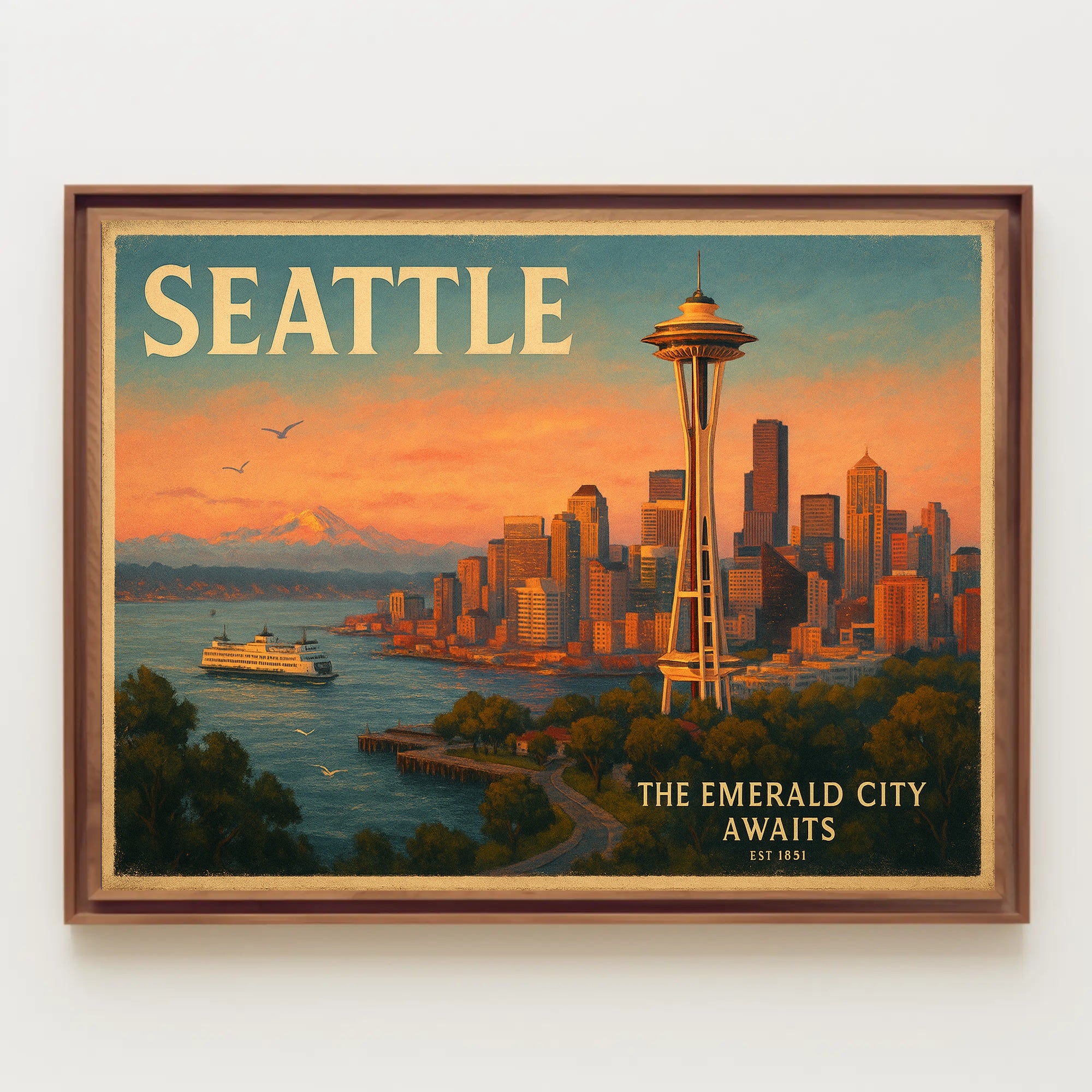 Seattle Travel Poster Art Print for Home Decor