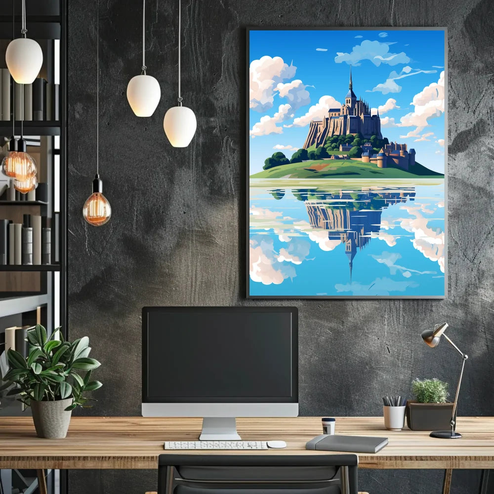 Majestic Castle Reflection: European Gothic Art Print
