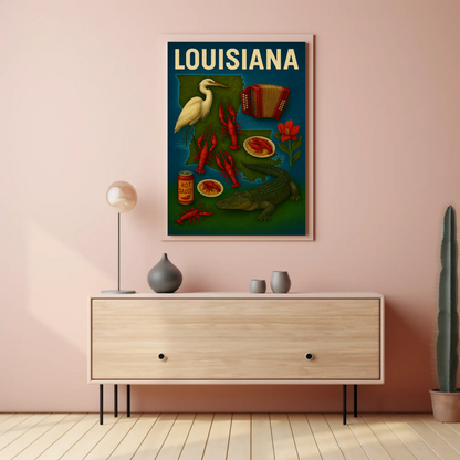 Louisiana Culture Food Music Alligator Bayou Poster