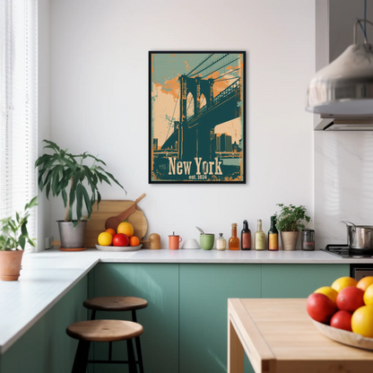 New York Brooklyn Bridge Vintage Poster