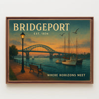 Bridgeport Travel Poster Where Horizons Meet