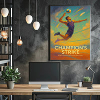 Dynamic Volleyball Champion Sports Poster PosterGoat