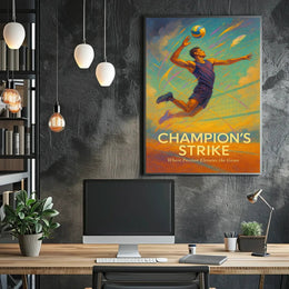 Dynamic Volleyball Champion Sports Poster PosterGoat