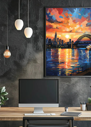 Sydney Sunset Over Iconic Landmarks Travel Poster