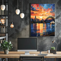 Sydney Sunset Over Iconic Landmarks Travel Poster