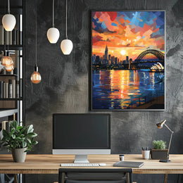 Sydney Sunset Over Iconic Landmarks Travel Poster