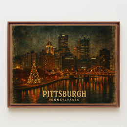 Pittsburgh Skyline at Night Poster