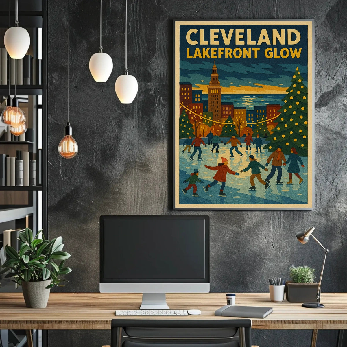 Cleveland Lakefront Glow Poster