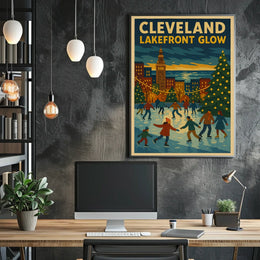 Cleveland Lakefront Glow Poster