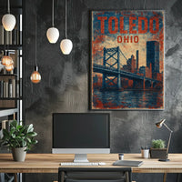 Toledo Ohio Vintage Cityscape Bridge Retro Typography Heritage Urban Pride Timeless Classic Poster