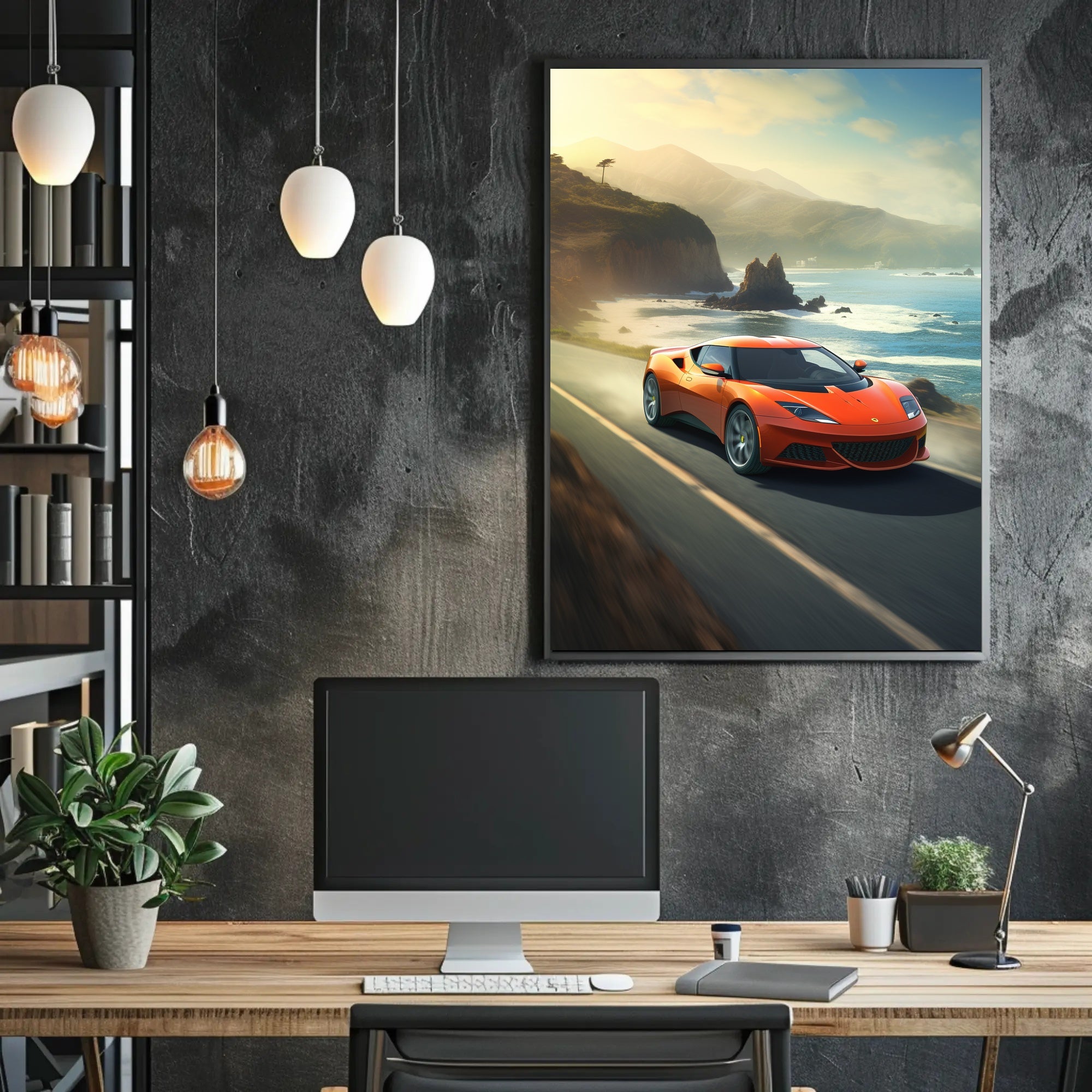 Exhilarating Coastal Drive Modern Car Travel Poster