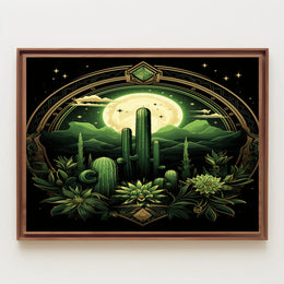 Desert Moonlit Oasis Poster