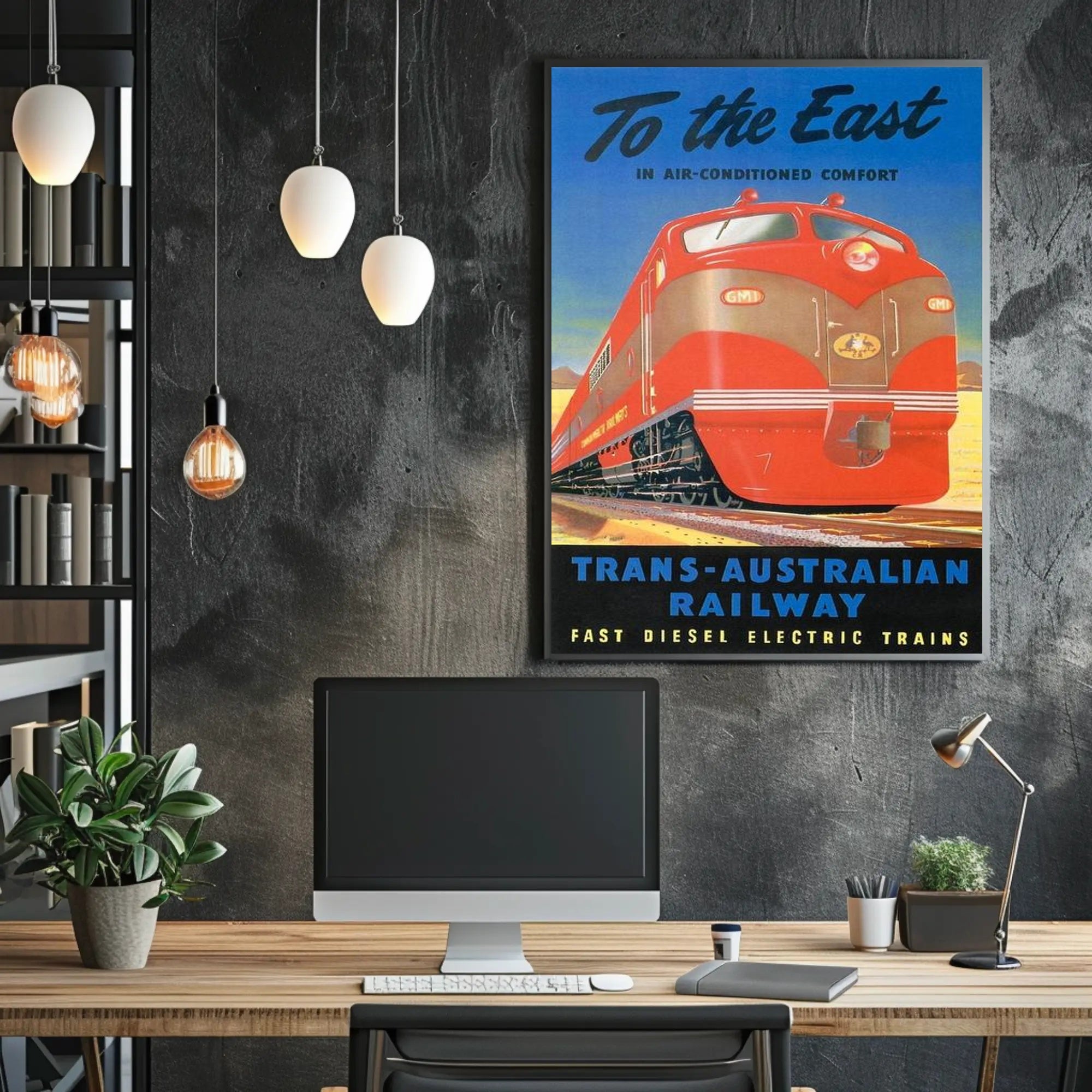 Journey to the East with Trans-Australian Railway Poster PosterGoat