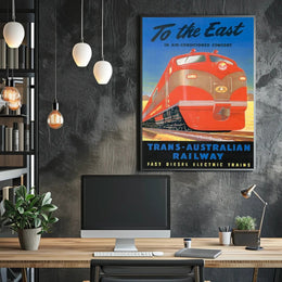 Journey to the East with Trans-Australian Railway Poster PosterGoat