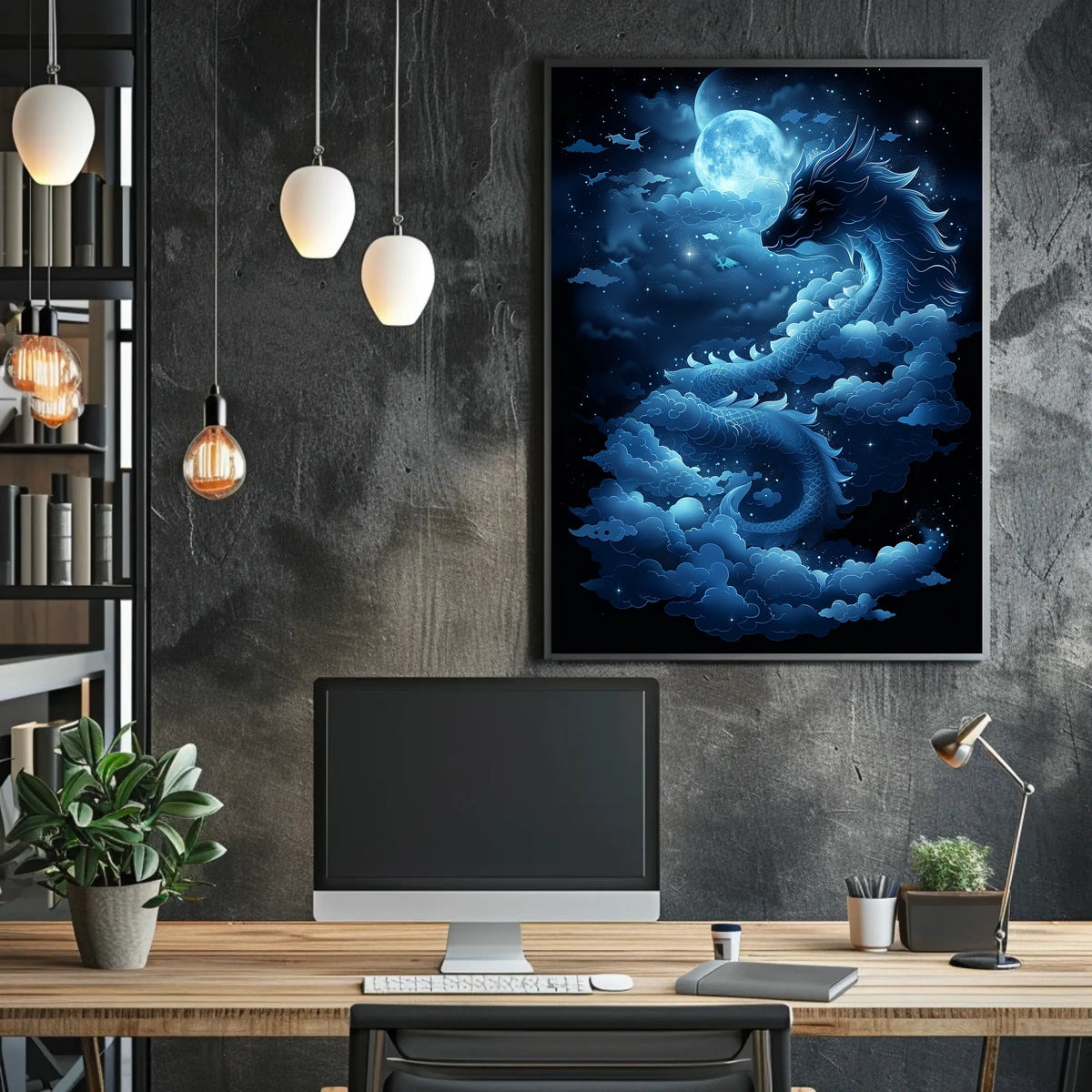 Mystical Dragon Celestial Fantasy Art Poster