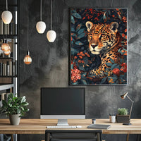 Majestic Jaguar Wall Art in Bloom Print