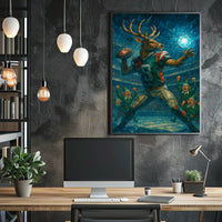 Whimsical Deer Athlete Football Poster in Fantasy Category