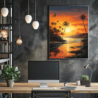 Tropical Sunset Dreamscape: Vibrant Coastal Travel Poster