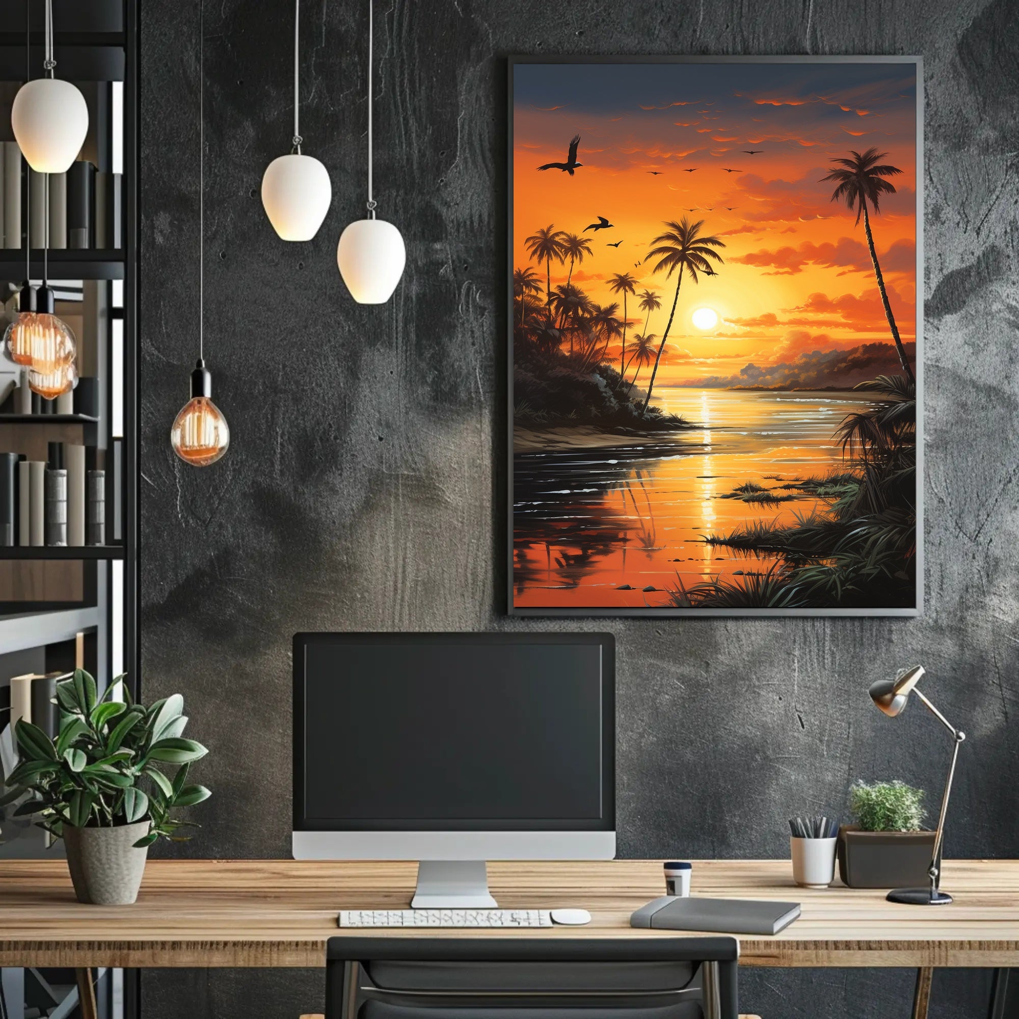 Tropical Sunset Dreamscape: Vibrant Coastal Travel Poster