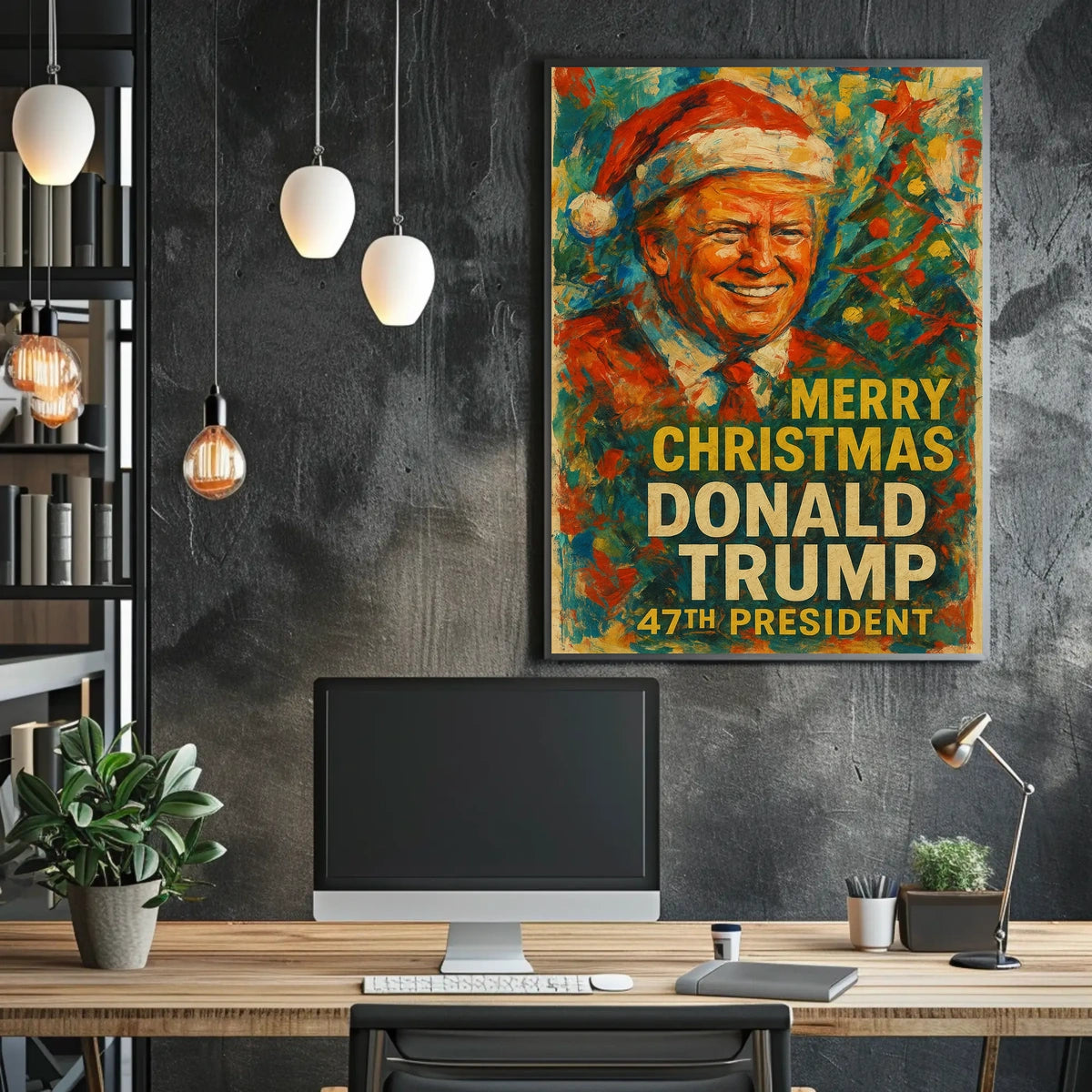 Festive Political Figure with Christmas, Political or Propaganda Poster